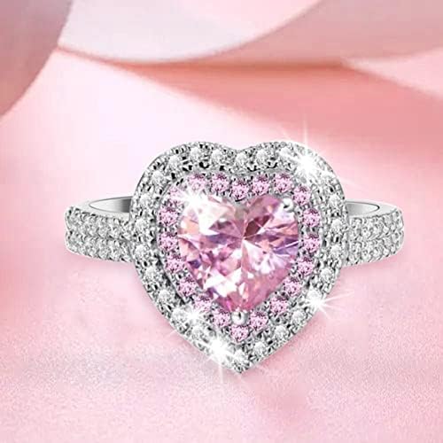 2023 Novi prsten za prsten za prsten od srca na srcu punim zir-con Diamond ružičasti prstenovi set ružičaste