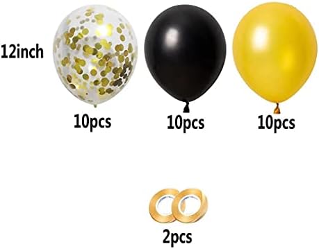 30pcs crno-zlatni konfeti baloni za rođendan za penziju Svadbene tuširanje Diplomiranje vjenčanih zabava
