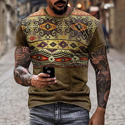 ZHDD vojnik majice kratkih rukava za muške, ljetna ulica 3D Aztec Boho grafički tee vrhovi retro mišića casual