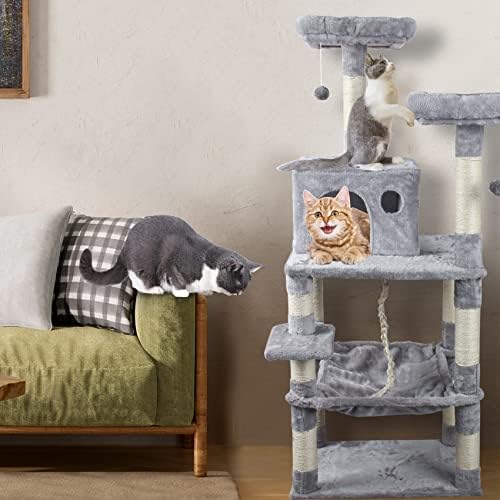 Mačje drvo za sobne mačke visine 55 inča, mačji toranj sa stubom za grebanje, mačje drveće i kule za velike