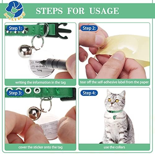 DILLYBUD kožna personalizirana kragna za mačke sa zvonom i sigurnosnom kopčom za brzo oslobađanje-zakovice ID