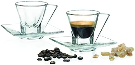 Barski stakleni šalice espresso sa tanjurima - - krigla - sa tanjurom - 2,3 oz. - Set od 2 - -
