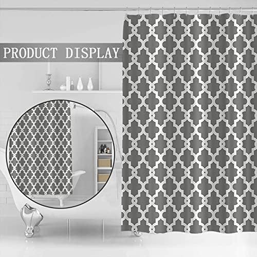 Mekbok geometrijsko tuš s tušem za zavjese od 72 x 72 sa postavkom od tkanine i kukom - hotelski stil, biser Print Print kupaonska zavjesa za zaštitu, siva