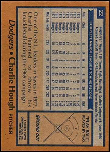 1978 TOPPS 22 Charlie Hough Los Angeles Dodgers NM / MT Dodgers
