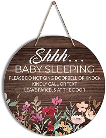 Smiješno cvijeće okruglo drvene znakovni znak shhh baby spavanje viseći drveni znak rustikalni