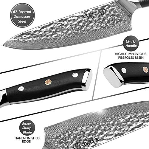 KUHILN KUHING KUHINJA, 8-inčni japanski kuharski nož VG 10 čelični nož od damask 67 sloja za rezanje od 67 sloja,