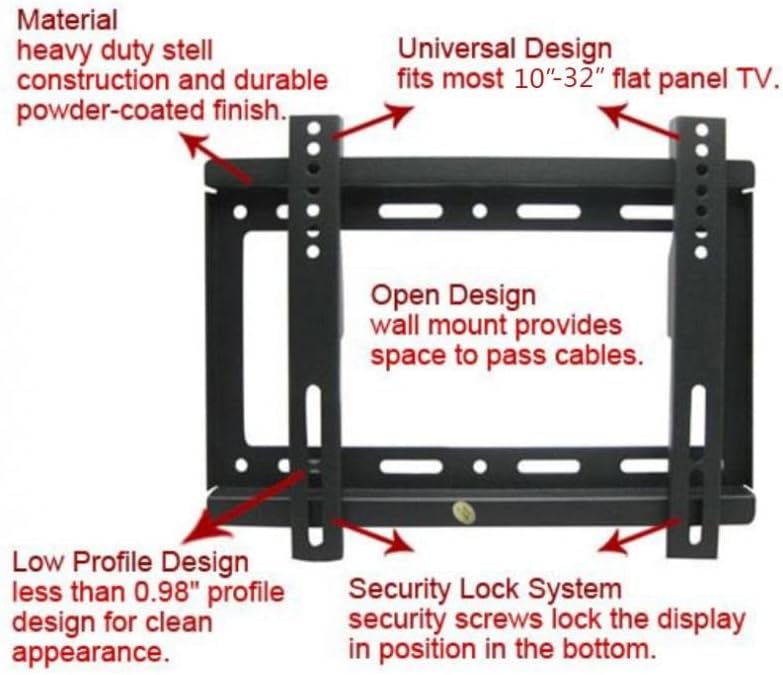 SDGH Universal 25kg 14 ~ 42 inčni podesivi televizor Zidni nosač s ravnim pločama TV okvir