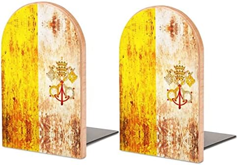 Grunge Zastava Vatikana drvena Bookends Non-Skid knjiga stoji držač knjiga krajevima knjiga podržava