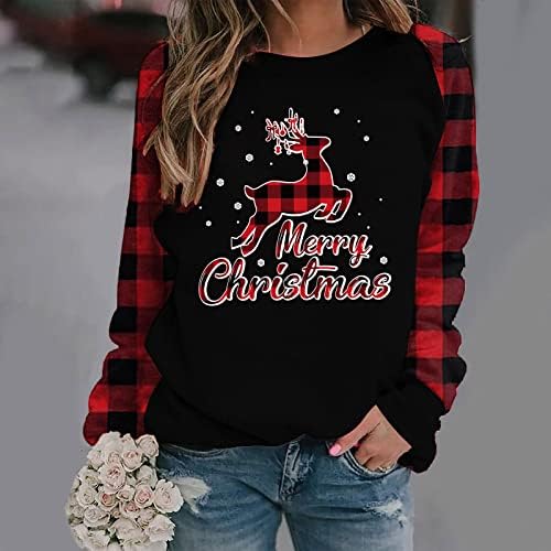 LCEPCY WOMENS Božićno vino staklene majice s dugim rukavima Santa Hat Graphic Crewneck Raglan majica Casual pulover