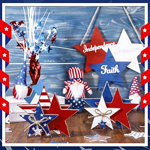Pinkunn 2 kom 4. jula drvena zvijezda dekoracija veliki znak vjere Patriotski drveni Kućni stol