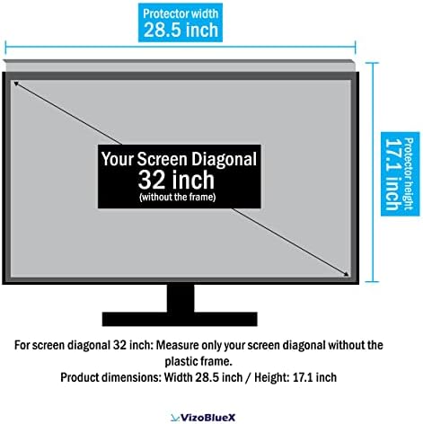 VizoBluex 32 inčni anti-plavi lampica - TV ekran Zaštitni i zaštitni ploča za zaštitu ploča Blokiranje UV i plavo svjetlo od 380 do 495 nm. Odgovara OLED & QEDE HDTV displeji