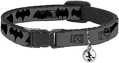 Cat Collar Breakaway Bat Logo Transitions Siva Crna 8 do 12 inča širine 0,5 inča