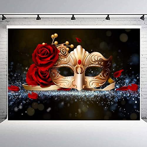 Masquerade Party pozadine Zlatna maska Crvena ruža pozadina za Fiesta Mardi Gras događaj Dance Photo pozadina