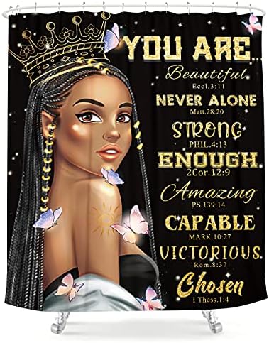 Lightinhome afrička američka zavjesa za tuširanje 60WX72H Inspirationi citati crna djevojka kraljica motivacijskog