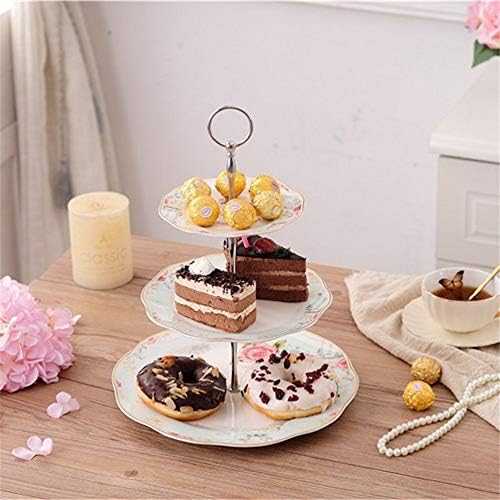 Posuda za torte 3 nivoa keramička Postolja za torte cvijet uzorak svadbena voćna ploča Keramika