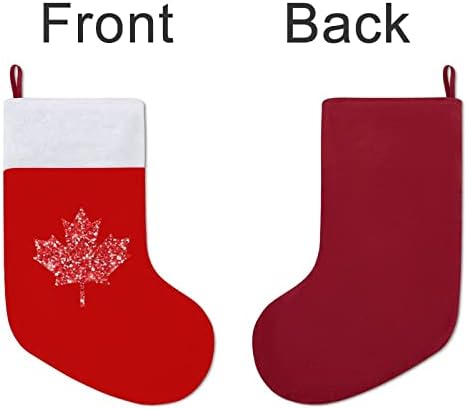 Canada Glitter Maple Božićne čarape Crveni baršun sa bijelim bombonskim torbom Xmas Dekoracije i pribor za