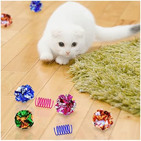 WishLotus mačke igračke za zatvorene mačke, mačja prolećna igračka 4Pcs i Crinkle Balls 5Pcs visoka elastičnost