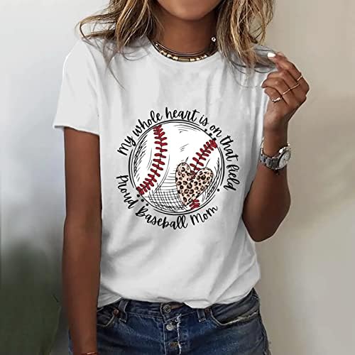 2023 Žene košulje za bejzbol mama Ljetna modna posada Crta Osnovni ties Short rukav pisma ispisana