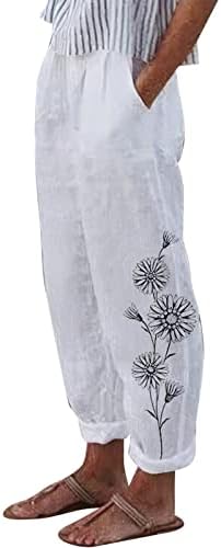 Capri hlače za žene Ljeto Ležerne prilike 2023 prozračne leptire Ispiši ljetna dna elastična struka širom