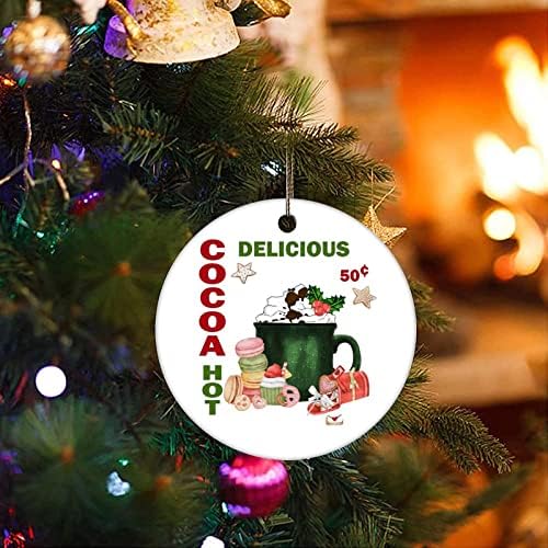 Cheyan Hot Cocoa Bar Božić Ornament, božićno drvo ukras za Božić Home Decor Porculanski Ornament Božić viseći