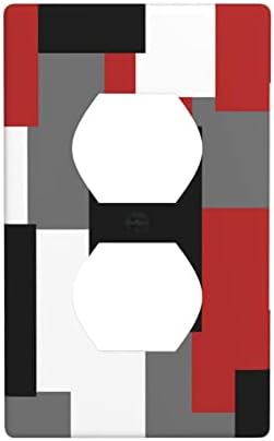 Dekorativni prekidač za svjetlo Sažetak Crveni bijeli crni blokovi, 1-gang dupleks zidne komplet