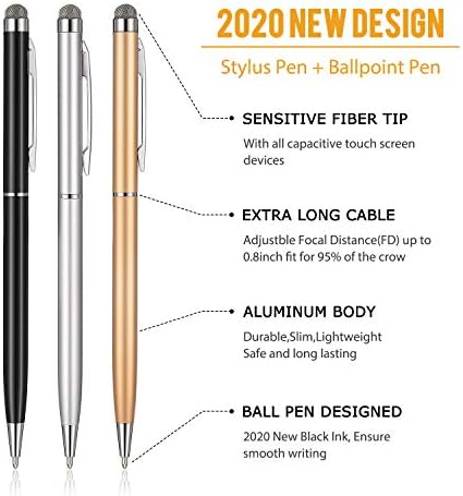 12 komada Stylus olovke za dodirne ekrane, savet za uvlačenje vlakana 2 u 1 kapacitiv Stylus Ballpoint olovka