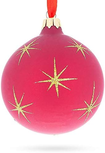 Jaslica Scene u crvenom tonu Glittered Glass Ball Božić Ornament 3.25 inča