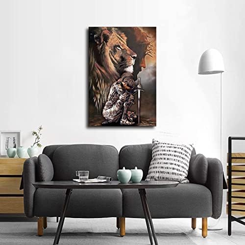 Jesus and Lion Poster Wall Art, Jesus Poster, Jesus Christian Poster, Home Decor