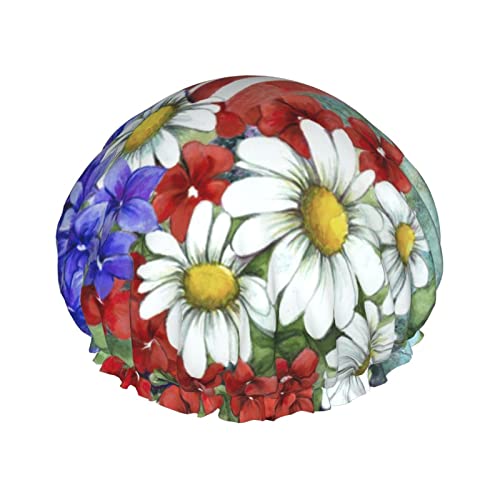 Cvjetna Amerika Ljetni cvijet od tiskani tuš kabina, dvostruki sloj kapu za kupanje za žene vodootporne