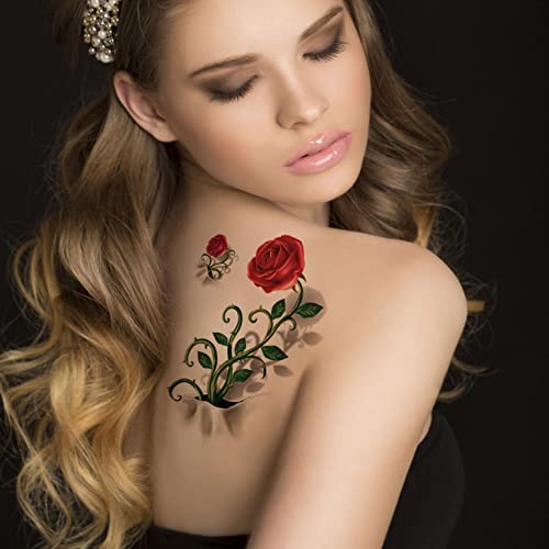 Cvijeće Privremene naljepnice za tetovaže, ruže, leptiri i višebojno miješani stil tijela umjetnosti privremene