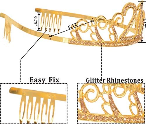 21. rođendanska krila i tiara za žene - fenomenalni set: Glitter Sash + Waves Rhinestone Gold Premium Metal