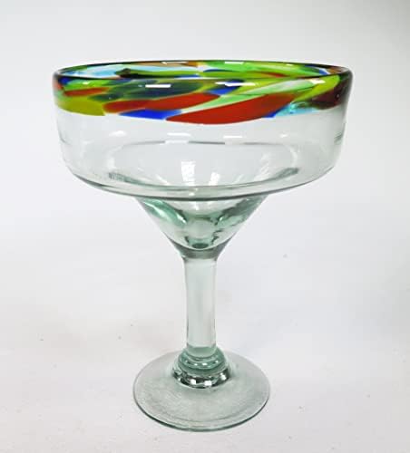 Eye4art Mexican Margarita Glass ručno pušeno reciklirano staklo Confetti Rim više boja od 6