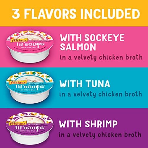Purina Friskies Zrno besplatno mokro mačja hrana nadopuna sorta, lil 'supe sa lososom, tunom ili škampima - 1,2