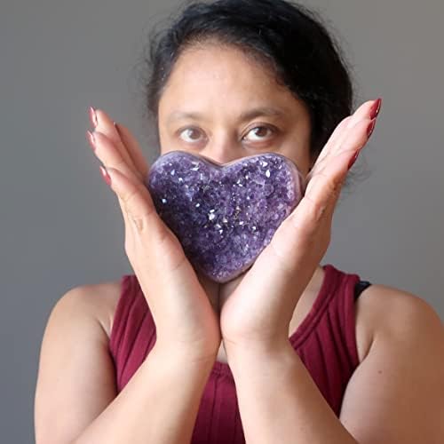 Satenski kristali Amethyst Heart Moja ljubav Dark Purple Geode Cluster 5.75-6,0 inča