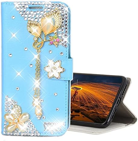 Glitter torbica za novčanik kompatibilna sa Samsung Galaxy S21 2021, AS-Zeke 3d ručno rađeni Luksuzni