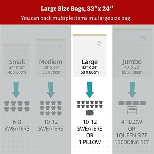 Vrećice za pohranu vakuuma sa ručnom pumpom | 24 X32 vrećice za usisavanje za usisavanje | Kompresijske torbe