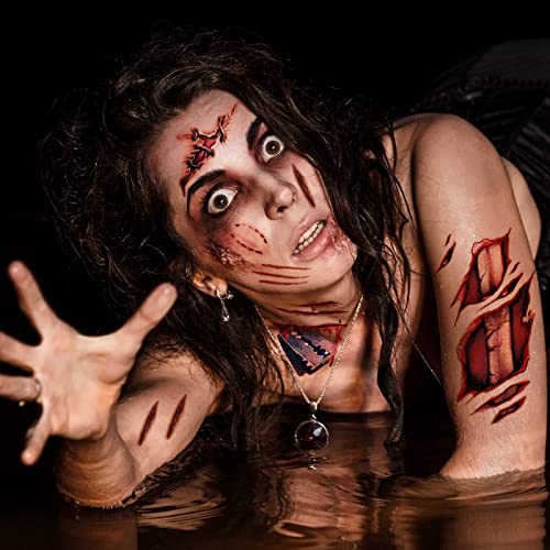 Halloween Privremena lica tetovaže 3D Zombi Okruga lažna krvava rana za Cosplay Party Masquerade Prank Prop ukrasi,