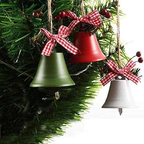 Asekonc Jingle Bells, 3 pakovanja ukrasa za božićno zvono sa bobičastom kariranom mašnom, Privjesci za jelku
