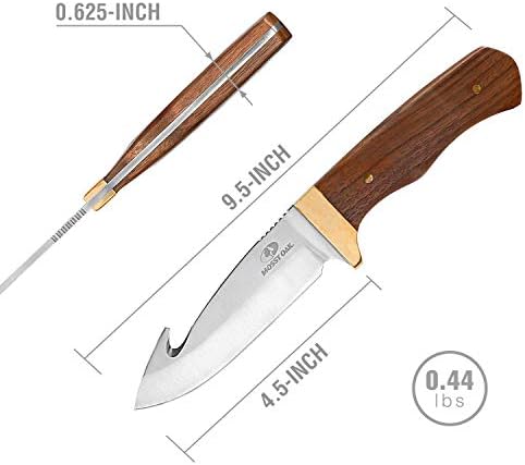 Mahovinasti Hrast nož sa fiksnom oštricom za crijeva, 9,5-inčni puni Tang terenski nož za obradu-drvena