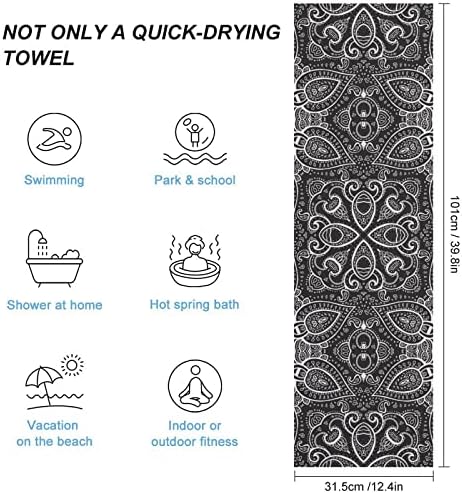 Crna Mandala Paisley Quick suhi ručnici Operi za ručnike Visoko upijaju lica za lice za ručnike za ruke za kupaonicu