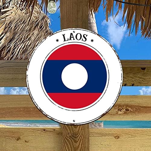 Laos aluminijski metalni vijenac potpisuje Laos zastava retro ulice Viseće znakove Početna Dekor