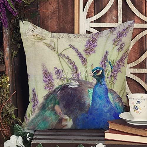 Rustikalna plava ljubičasta pauna sa cvijećem jastuk za jastuk vodkolor paunski dekor jastuk jastuk kauš