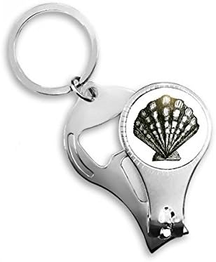 Scallop morski život crni ilustracijski naipper prsten za nokte ključeva za ključeva za ključeva