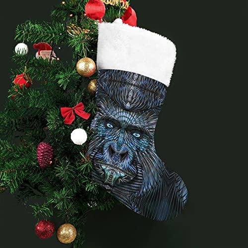 Divljač gorile Božićne čarape za čarape sa plišanim kaminom viseći za Xmas Tree Home Decor Decor