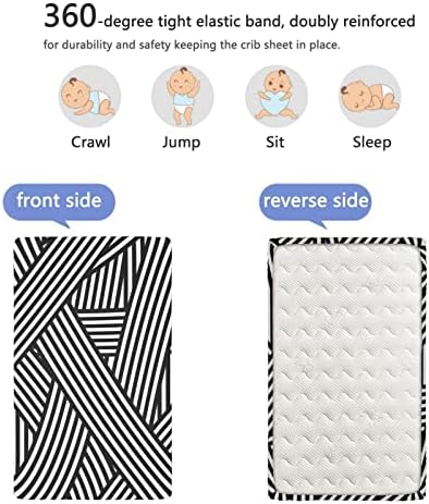 Stripe Temanski plahte, prenosivi mini krevetići listovi mekani madrac madrac ugrađen za dječaka ili