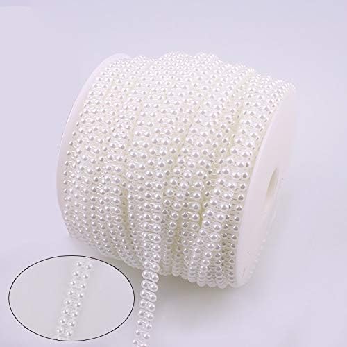 Dalab ravna stražnja plastična biserna obloga umjetna bjelokosti bijela 2 reda 4mm polukružna pearl