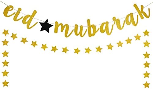 Zlatni Eid Mubarak Baner Eid Mubarak ukrasi za dom, musliman Eid Mubarak Festival Garland Banner,