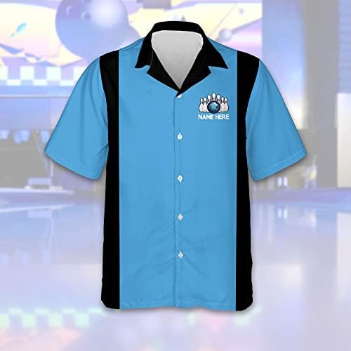 Leevus Custom Funny Bowling majice za muškarce Retro, Muški vintage kuglanje s kratkim rukavima Havajska košulja