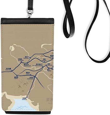 Putovanje starosti do svilene mapa karata Telefon novčanik torbica Viseće mobilne torbice Crni džep