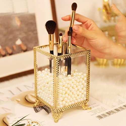 Wjccy Golden Glass Cosmetic Box Organizator makeup Kozmetički držač Make up Tools Boxes Stol za šminku
